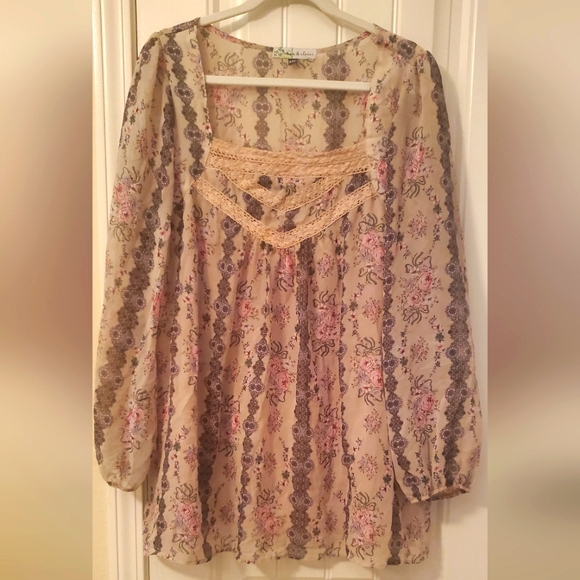 XXL FLORAL DRESS WITH LACE RIBBON TRIM - Picture 6 of 7